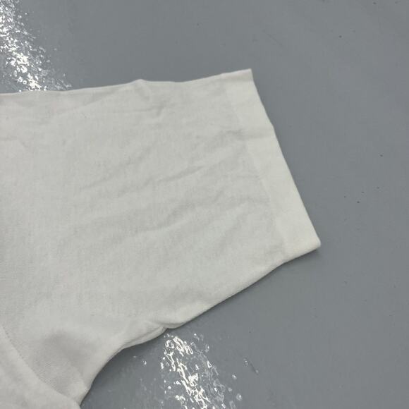 Vintage 90s Anvil White Round Neck Blank Cotton T-Shirt - Picture 3 of 4